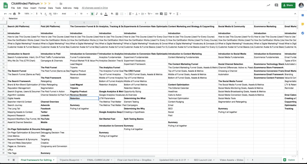 The ClickMinded Platinum course blueprint